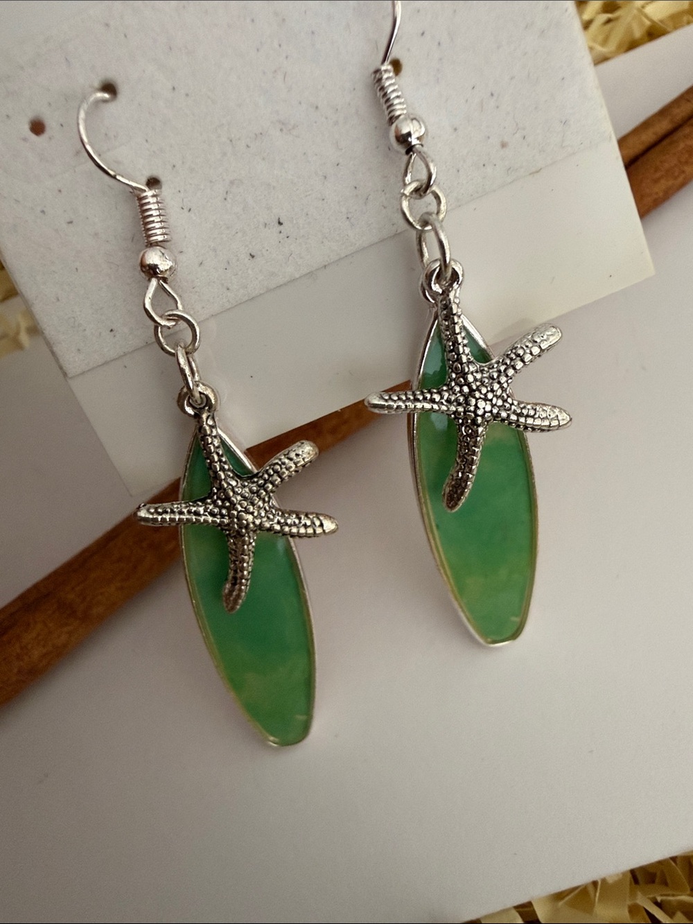Fashion Jewelry Green Surfboard Starfish Drop Earrings - Women Jewelry
